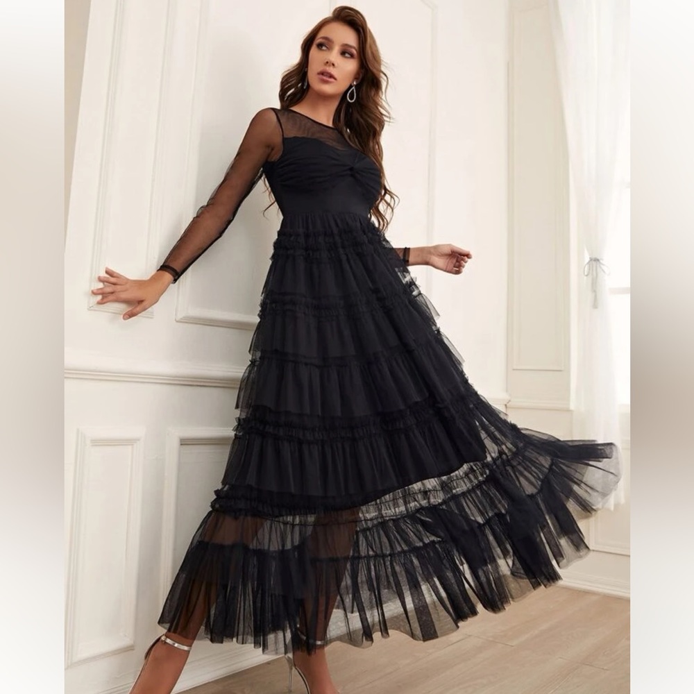 Shein long black dress Small
